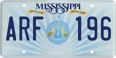 MS license plate ARF196
