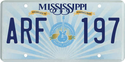 MS license plate ARF197