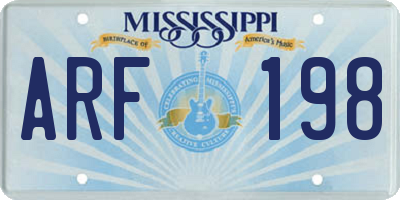 MS license plate ARF198