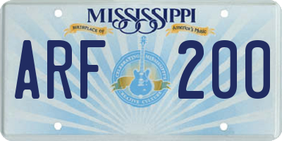 MS license plate ARF200
