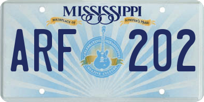 MS license plate ARF202