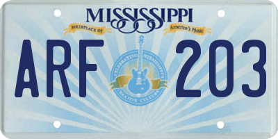 MS license plate ARF203