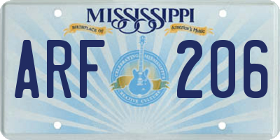 MS license plate ARF206