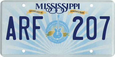 MS license plate ARF207