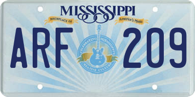 MS license plate ARF209