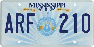 MS license plate ARF210