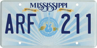 MS license plate ARF211