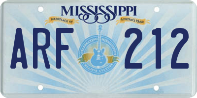 MS license plate ARF212