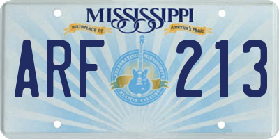 MS license plate ARF213