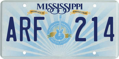 MS license plate ARF214