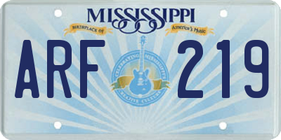 MS license plate ARF219