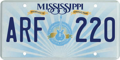 MS license plate ARF220