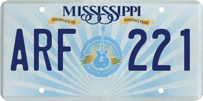 MS license plate ARF221