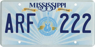 MS license plate ARF222