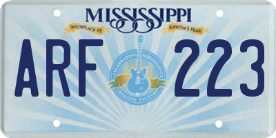 MS license plate ARF223