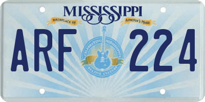 MS license plate ARF224