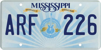 MS license plate ARF226