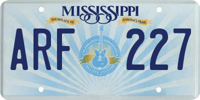 MS license plate ARF227