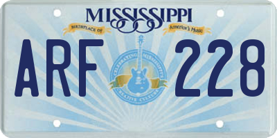 MS license plate ARF228