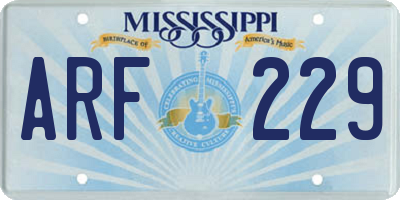 MS license plate ARF229
