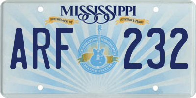 MS license plate ARF232