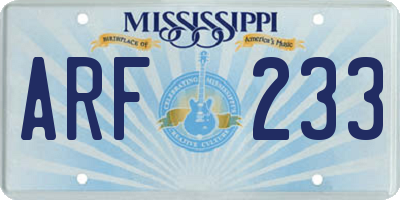 MS license plate ARF233