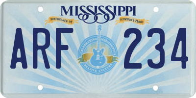 MS license plate ARF234