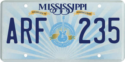 MS license plate ARF235