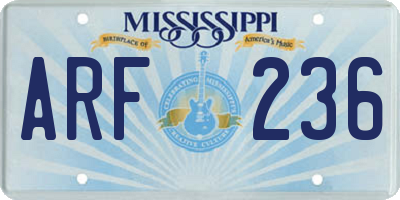 MS license plate ARF236