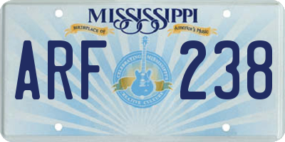 MS license plate ARF238