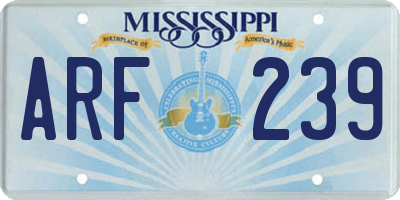 MS license plate ARF239