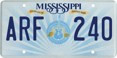 MS license plate ARF240