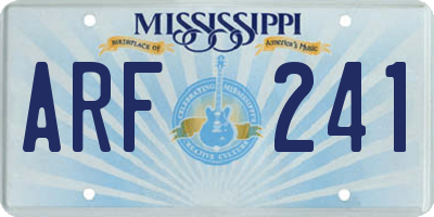 MS license plate ARF241