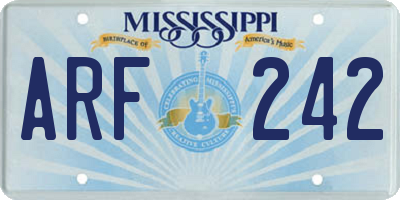 MS license plate ARF242