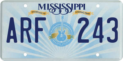 MS license plate ARF243