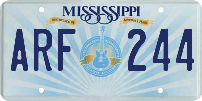 MS license plate ARF244