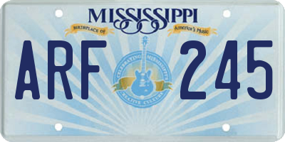 MS license plate ARF245