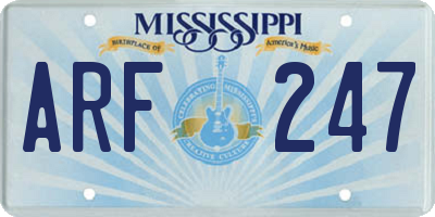 MS license plate ARF247