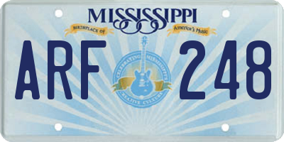 MS license plate ARF248