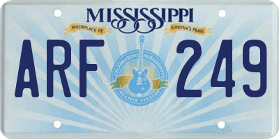 MS license plate ARF249