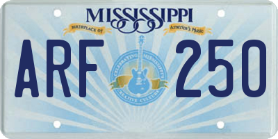 MS license plate ARF250