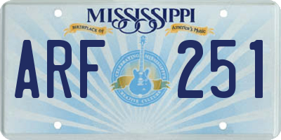 MS license plate ARF251