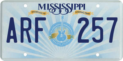 MS license plate ARF257