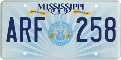 MS license plate ARF258