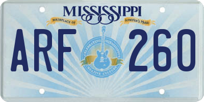MS license plate ARF260