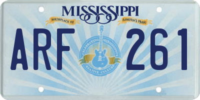 MS license plate ARF261