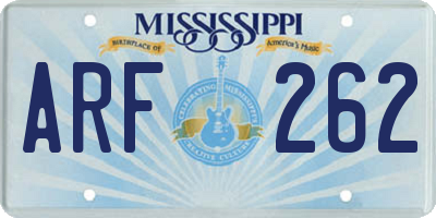 MS license plate ARF262