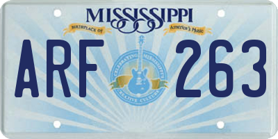 MS license plate ARF263