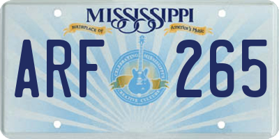 MS license plate ARF265