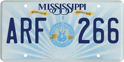 MS license plate ARF266